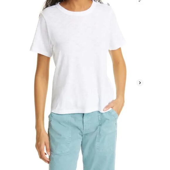 Veronica Beard-Carla Button Cotton T-Large White-Silver buttons-With tiny flaw - Picture 3 of 10